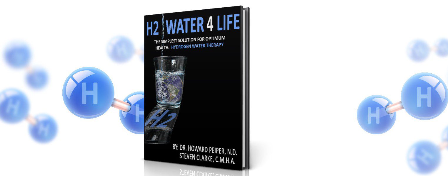 Book cover titled 'H2 Water 4 Life' promoting water therapy benefits.